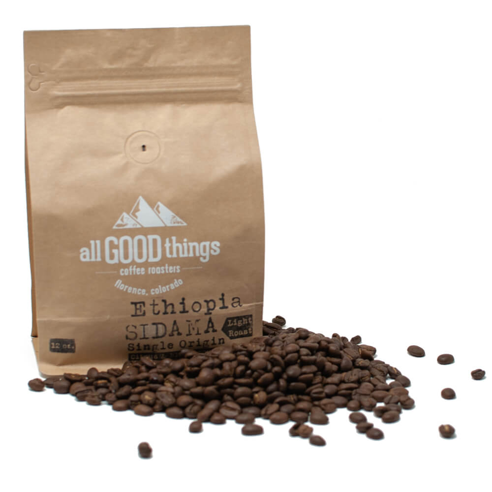 Ethiopia Sidama, Single Origin, Light Roast, Citrus & Blueberry, Coffee Bag with Whole Beans